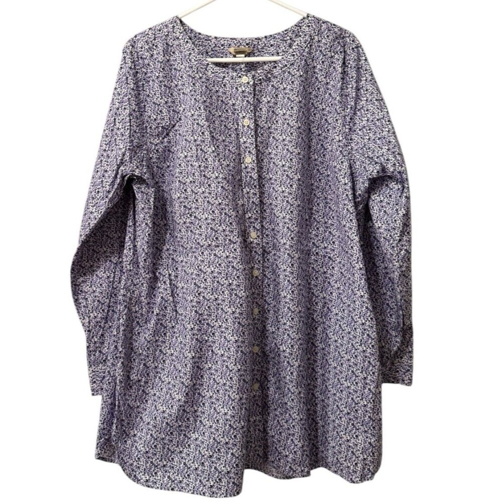 Duluth Trading Shirt Women Size XXL Purple Floral Button Up Casual Comfort‎